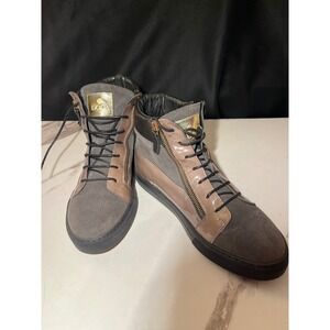 DOCA Men's High Top Sneakers Suede Leather Zipper Lace Up Casual‎ Shoes Size 10